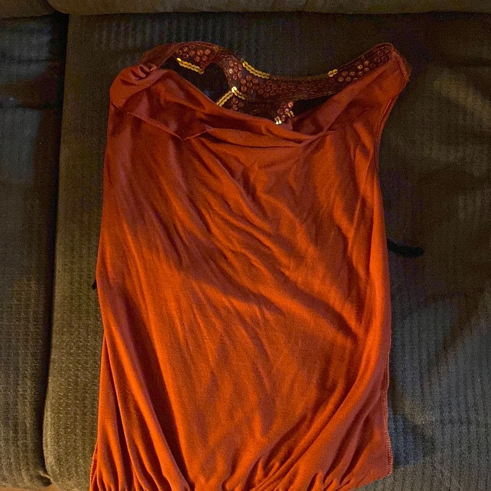Orange open back tank top